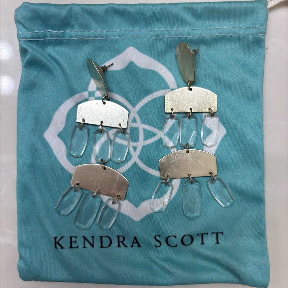 Kendra Scott Emmet Earrings in Rhodium Clear Glass